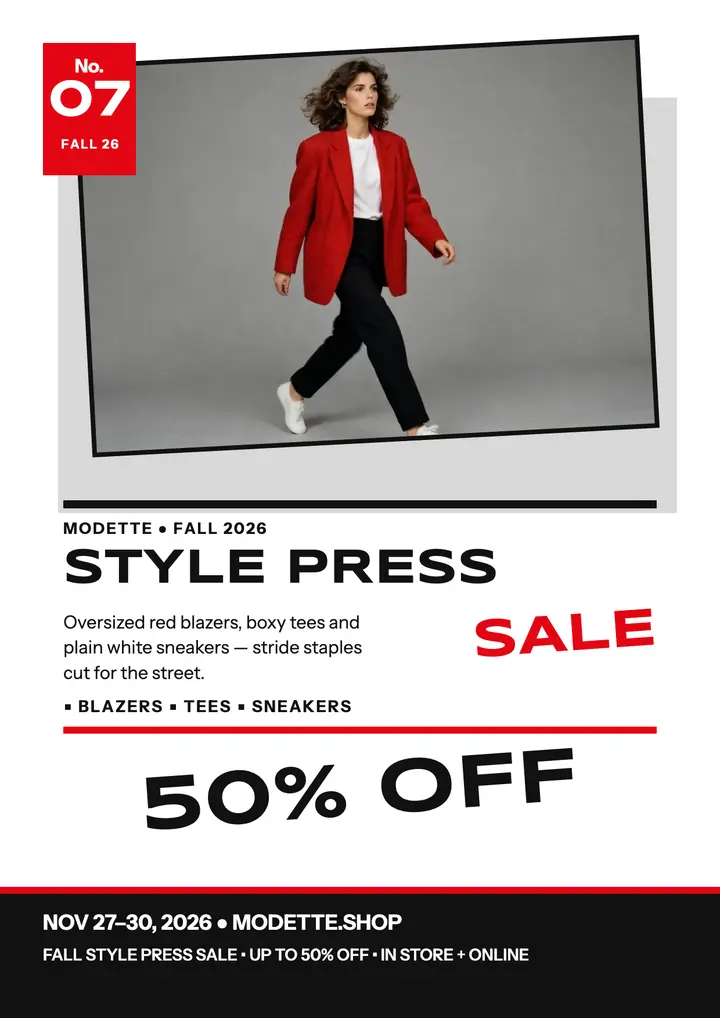 Modette fall style press sale flyer template