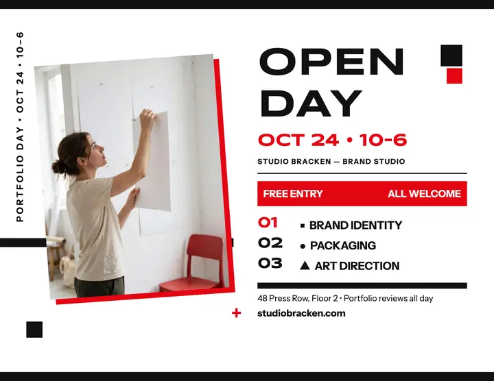 Studio Bracken open day press flyer template