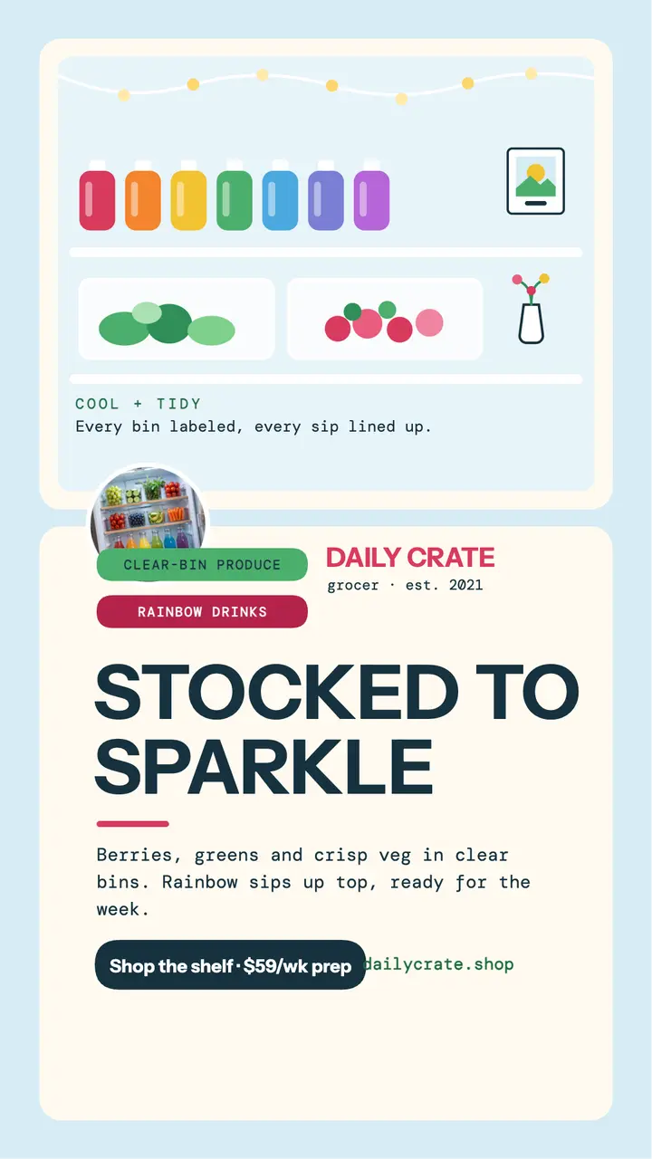 Styled fridge grocery story, Daily Crate template