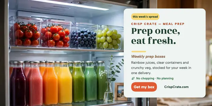 Crisp Crate styled fridge prep post template