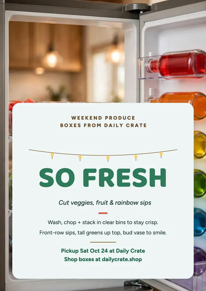 Daily Crate stocked fridge produce flyer template