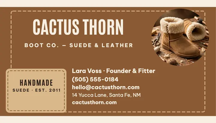 Cactus Thorn bootmaker card, suede template