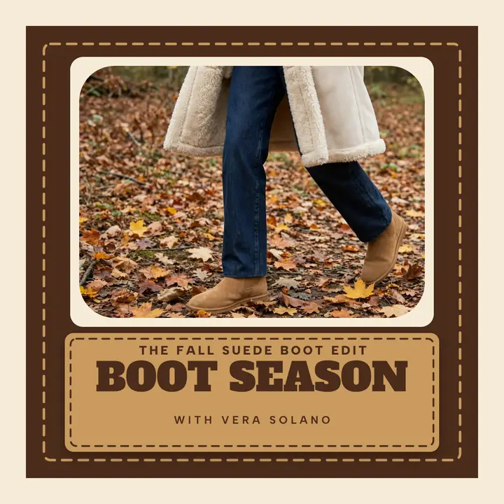 Boot Season suede boots podcast cover template