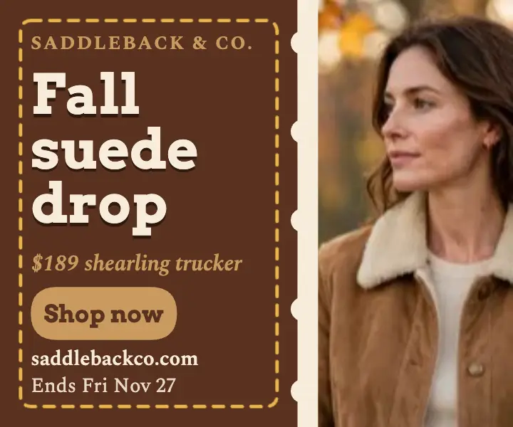 Saddleback suede jacket fall drop ad template