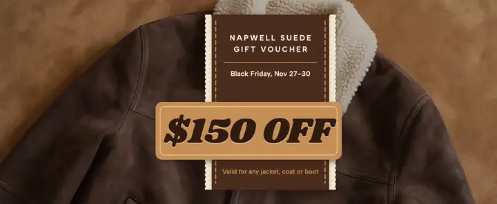 Suede and shearling gift voucher: black friday gift voucher template