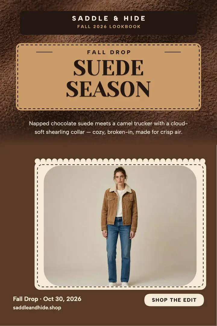 Saddle and Hide suede season poster template