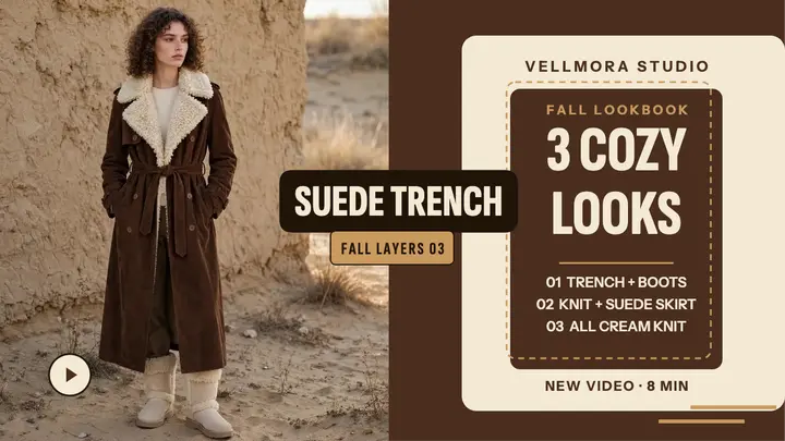 Vellmora fall suede trench lookbook thumbnail template