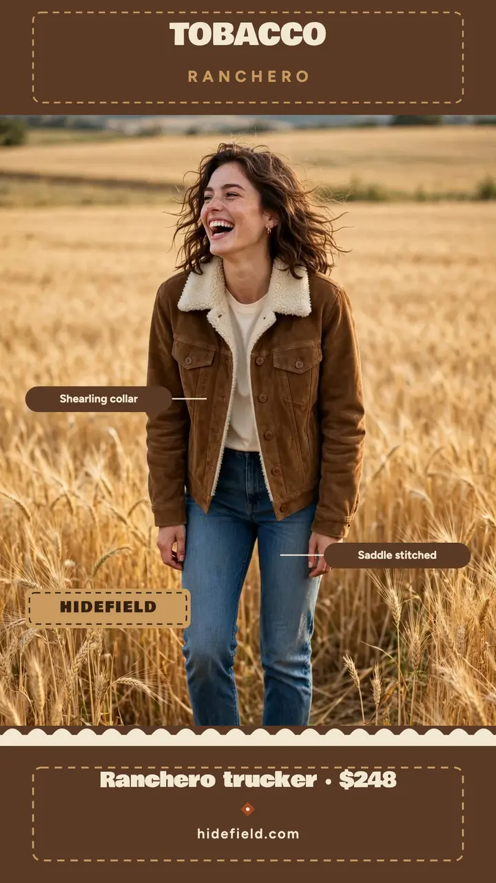 Ranchero suede trucker story, Hidefield: suede jacket story template