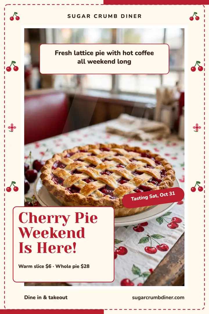 Sugar Crumb cherry pie weekend poster template
