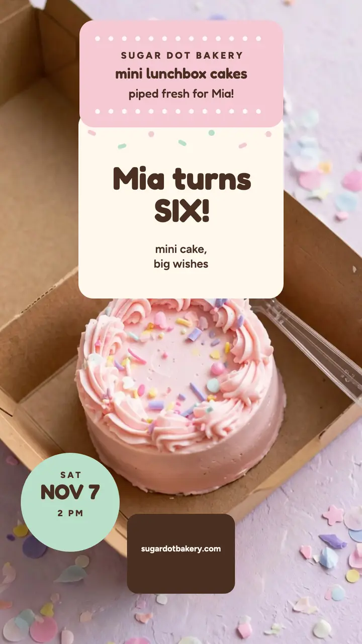 Mia six bento cake birthday story template