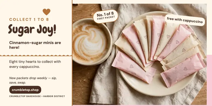 Crumbletop sugar packets collectible post template