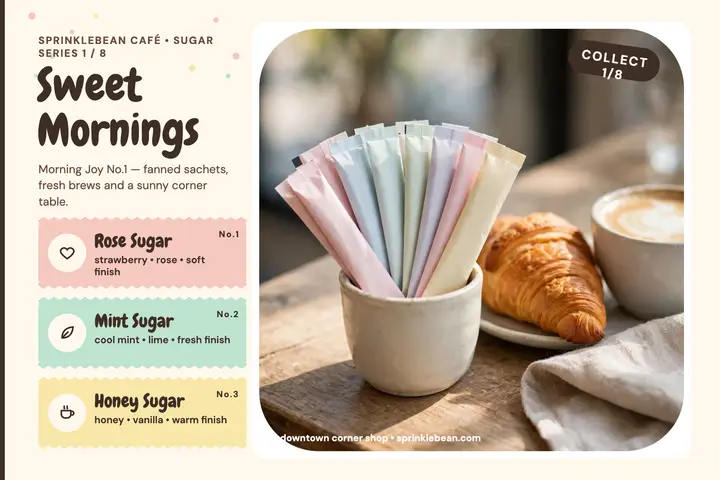 Sprinklebean sugar packet postcard template