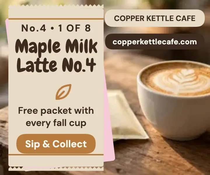Copper Kettle Maple Milk Latte packet ad template