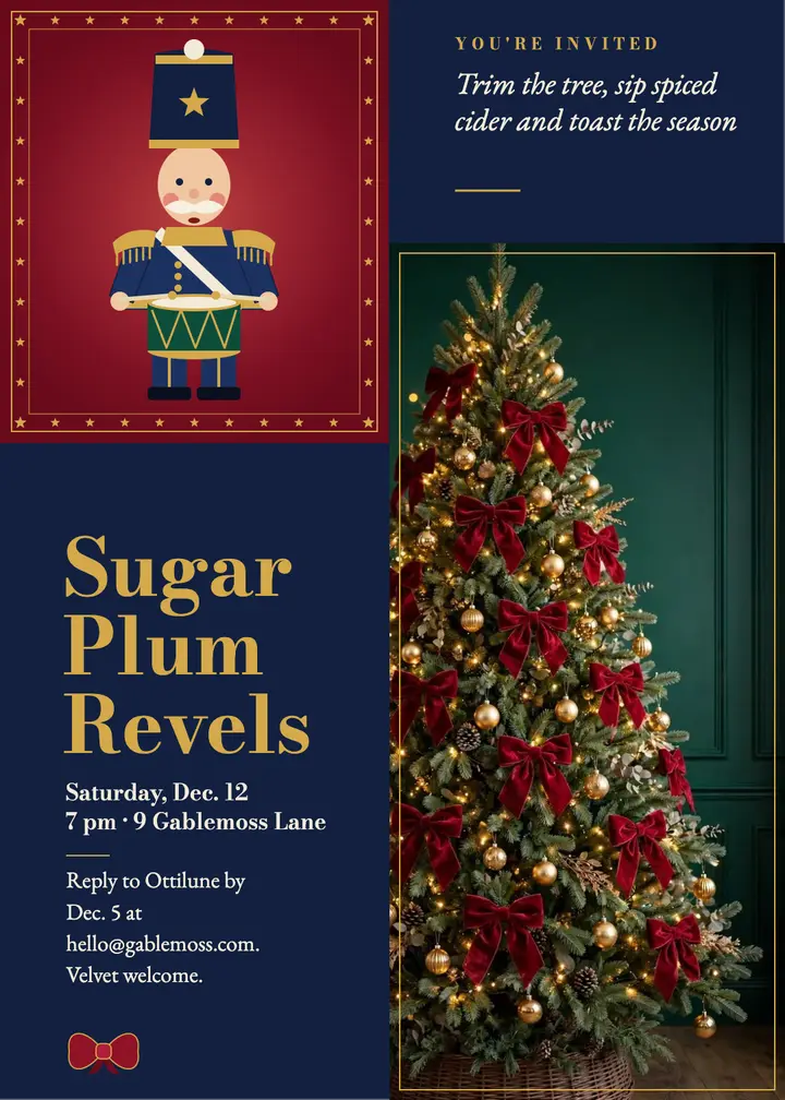 Sugar Plum Revels nutcracker holiday invitation: holiday party invitation template