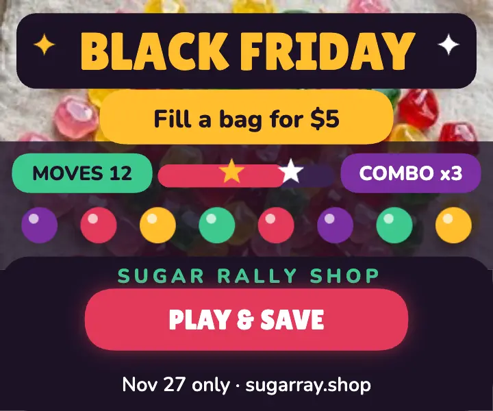 Sugar Rally Black Friday candy sale ad template