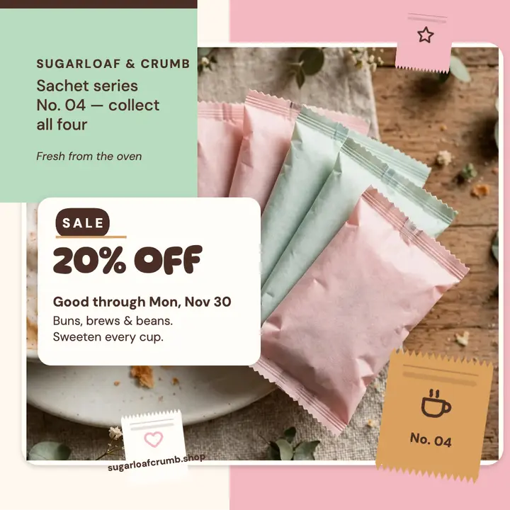 Sugar sachet bakery sale post template