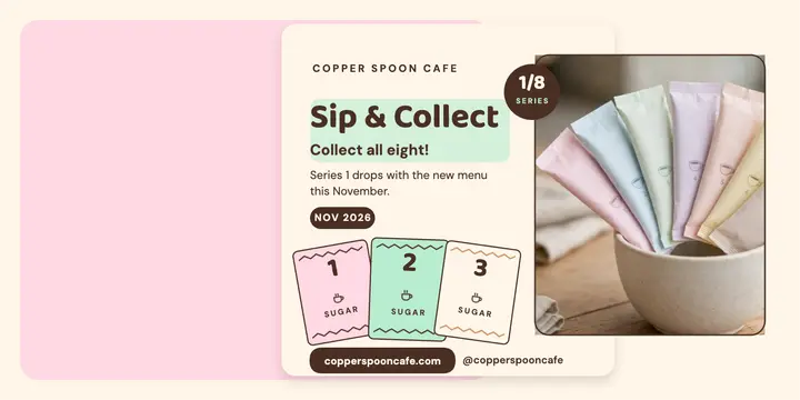 Copper Spoon Cafe sugar sachet series post template