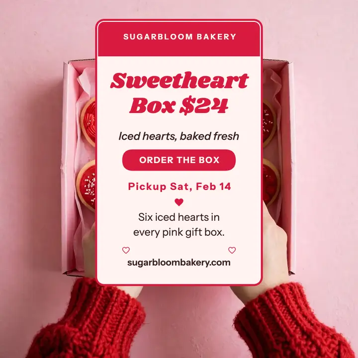 Sugarbloom sweetheart cookie box post template