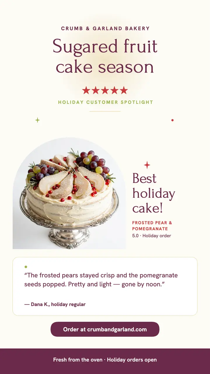 Crumb and Garland holiday cake review template