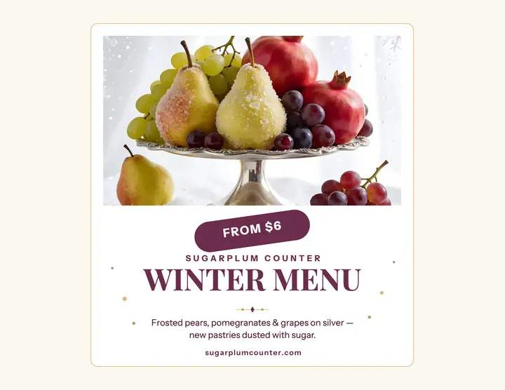 Sugarplum Counter winter menu flyer template
