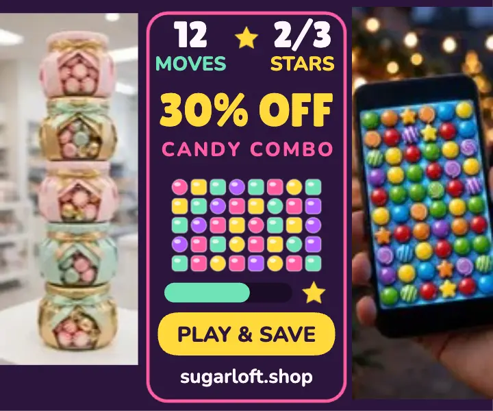 Sugarloft holiday combo match-3 ad template