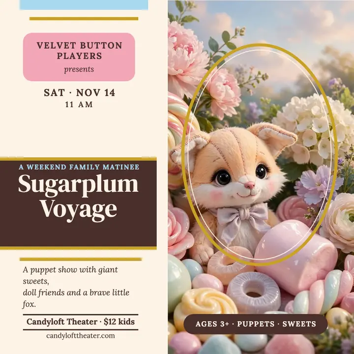 Sugarplum Voyage puppet show poster template