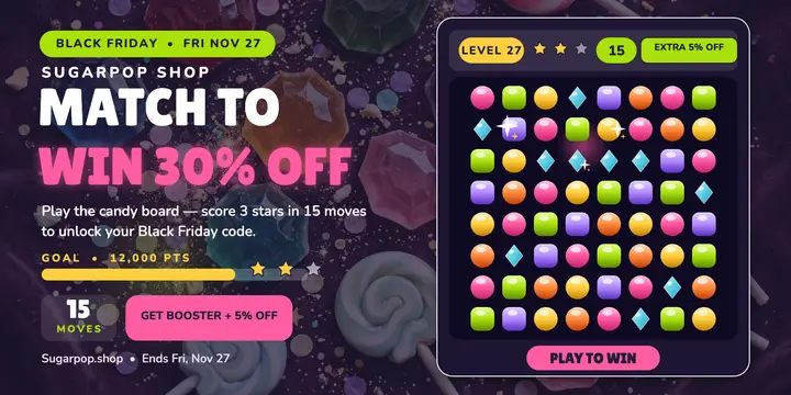Sugarpop Shop Black Friday match game template