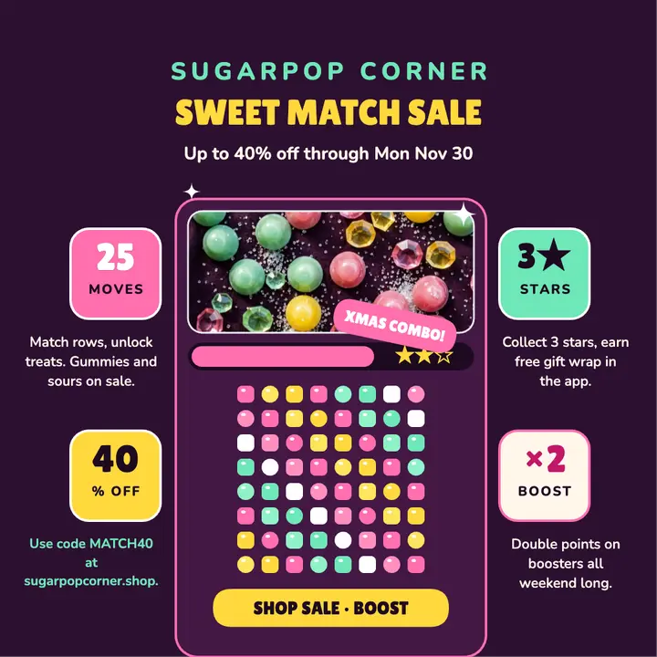 Sugarpop Corner match sale post template