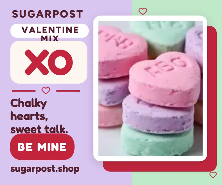 Sugarpost candy hearts Valentine ad template