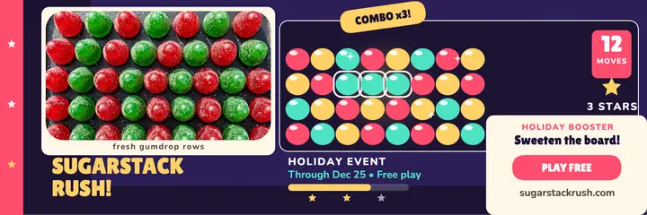 Sugarstack Rush holiday match header template