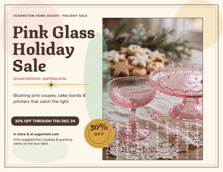 Sugarstem pink glass holiday sale flyer template