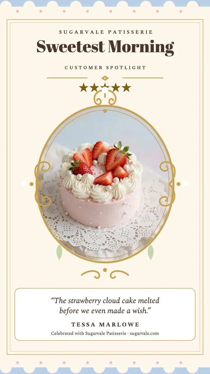 Sugarvale Patisserie review cameo story template