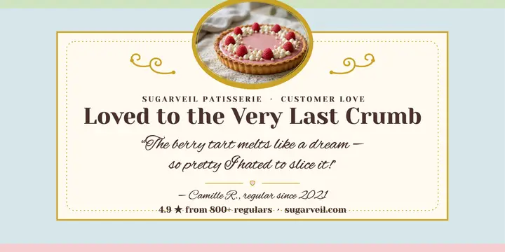 Sugarveil patisserie customer review post template