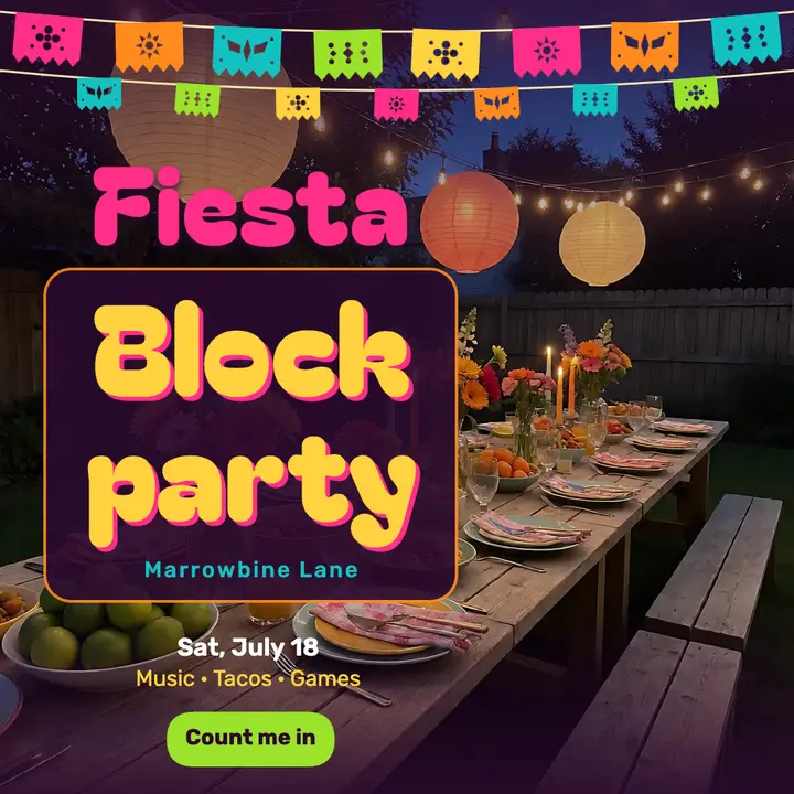 Marrowbine Lane summer block party papel picado post: block party invitation post template