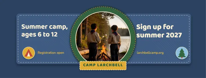 Camp Larchbell registration cover, embroidered patch template