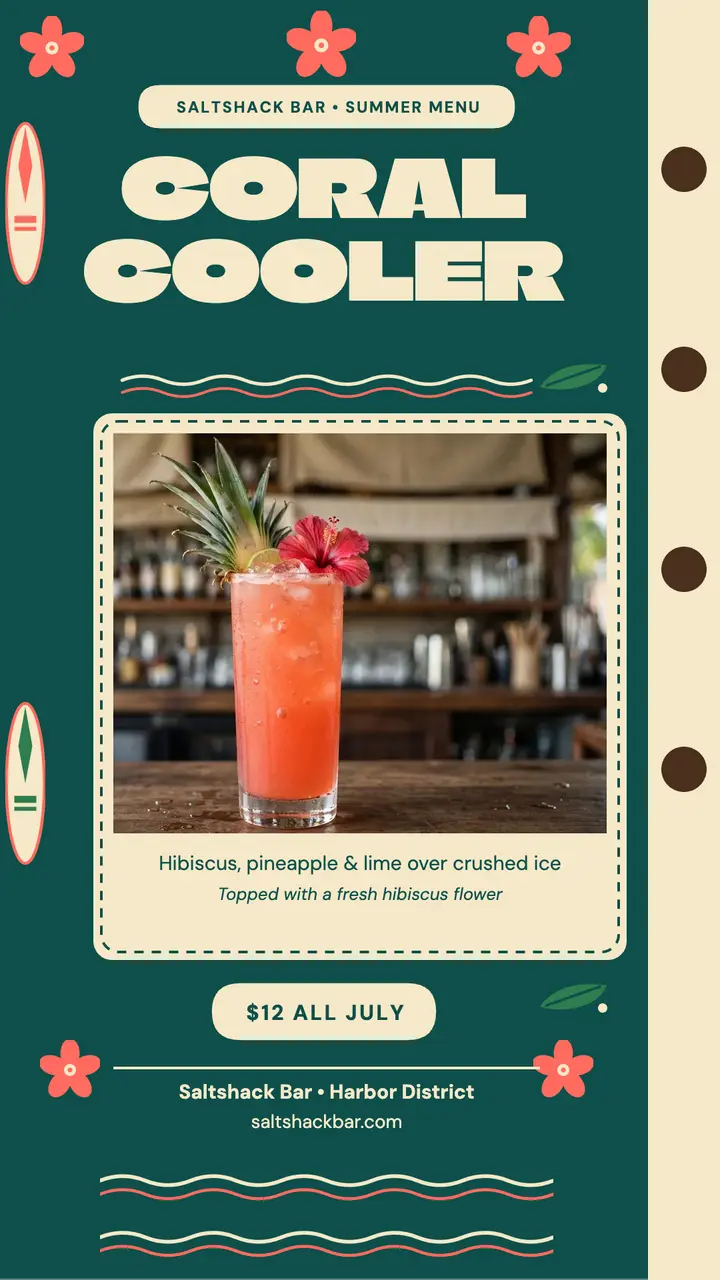 Saltshack coral cooler summer story template