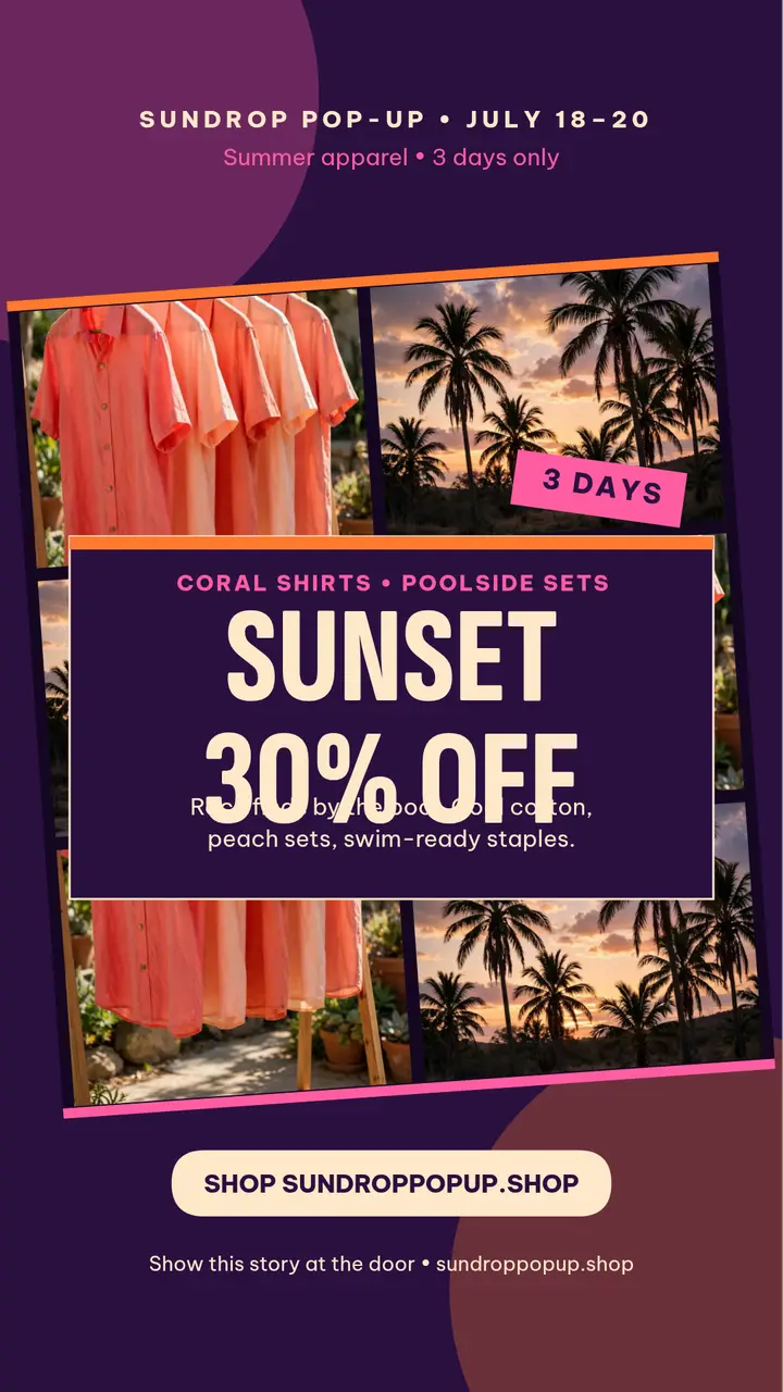 Sundrop summer sale tilted collage story: summer sale story template