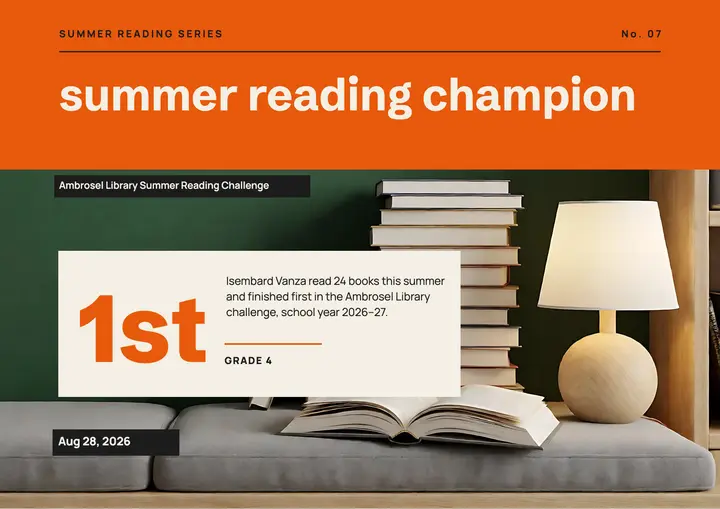 Summer reading champion certificate, paperback grid: summer reading certificate template