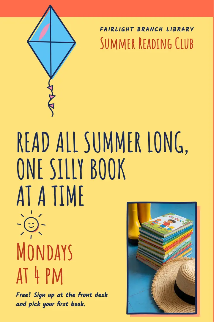 Fairlight summer reading club poster, naive doodle template