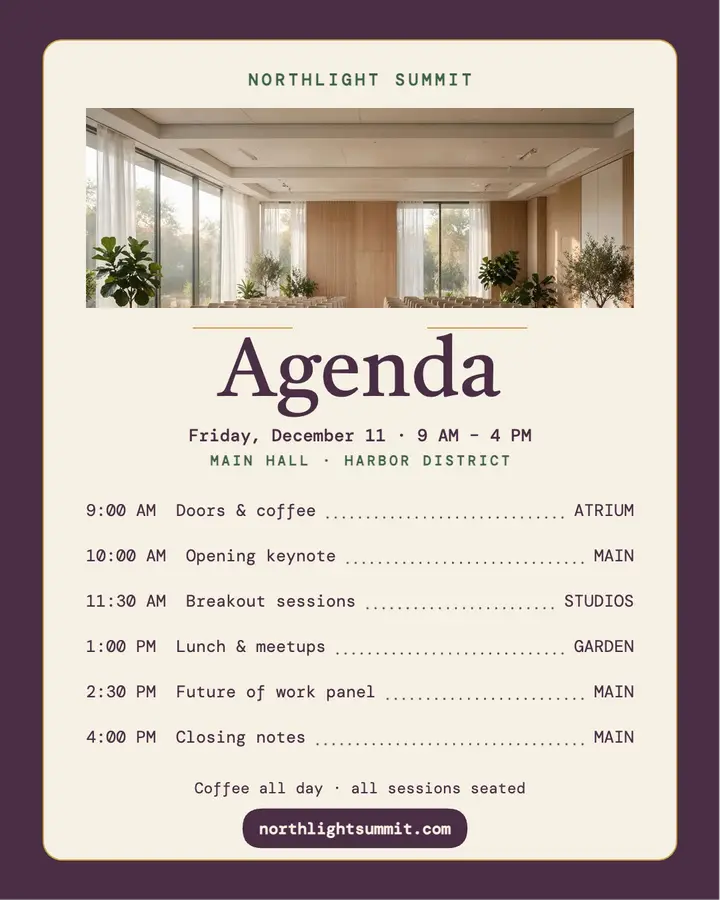 Northlight Summit agenda post template