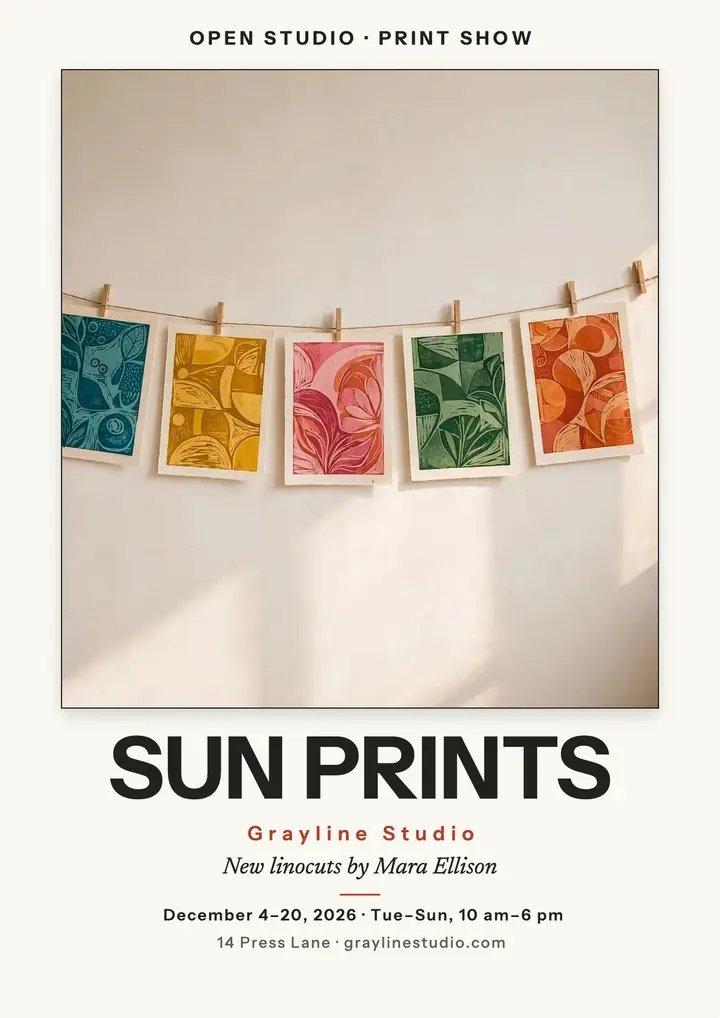 Sun Prints open studio flyer template