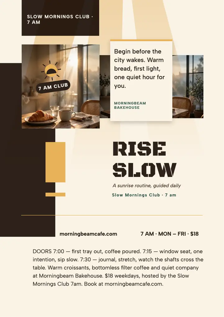 Morningbeam sunrise routine flyer template