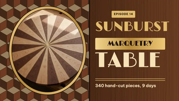Sunburst marquetry table woodworking thumbnail template