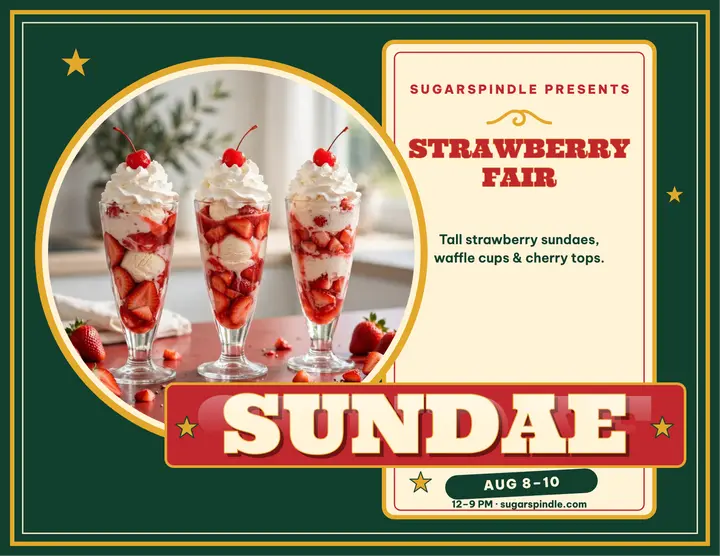 Sugarspindle strawberry sundae fair flyer template