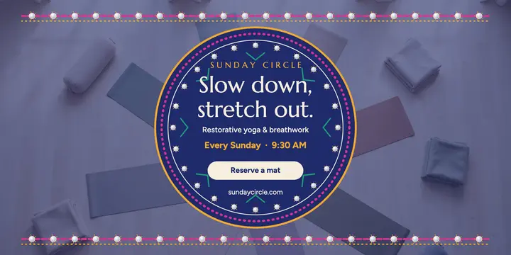 Sunday Circle restorative yoga post: wellness class announcement post template