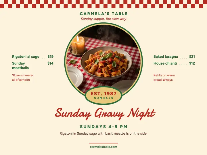 Carmela's Sunday gravy night slide template