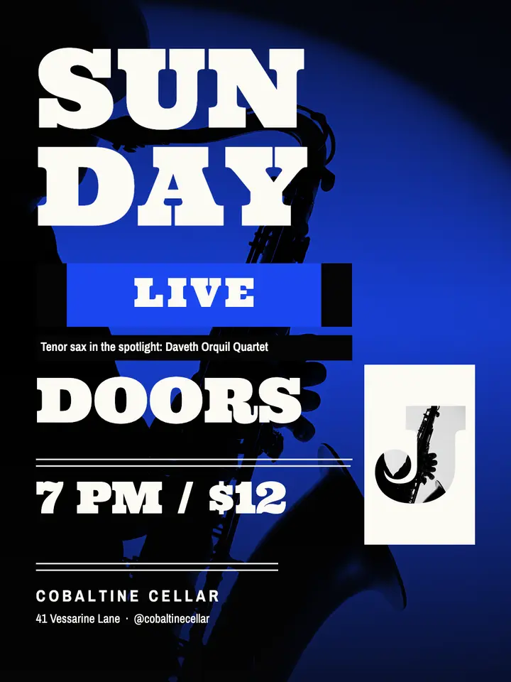 Sunday live jazz session, hard-bop sleeve template