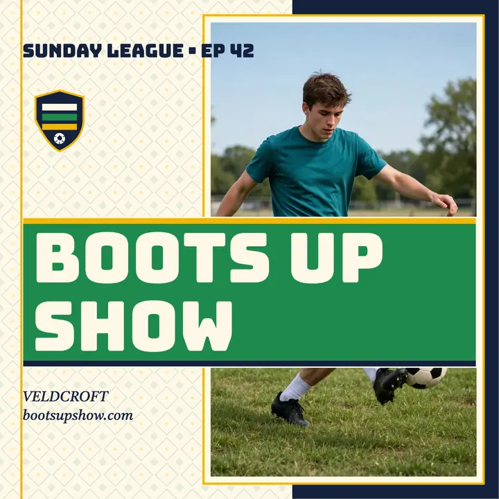 Boots Up Show retro kit cover: sunday league podcast cover template