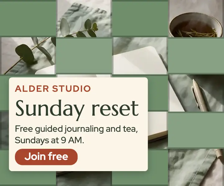 Alder Studio Sunday reset woven photo ad: sunday reset journaling ad template