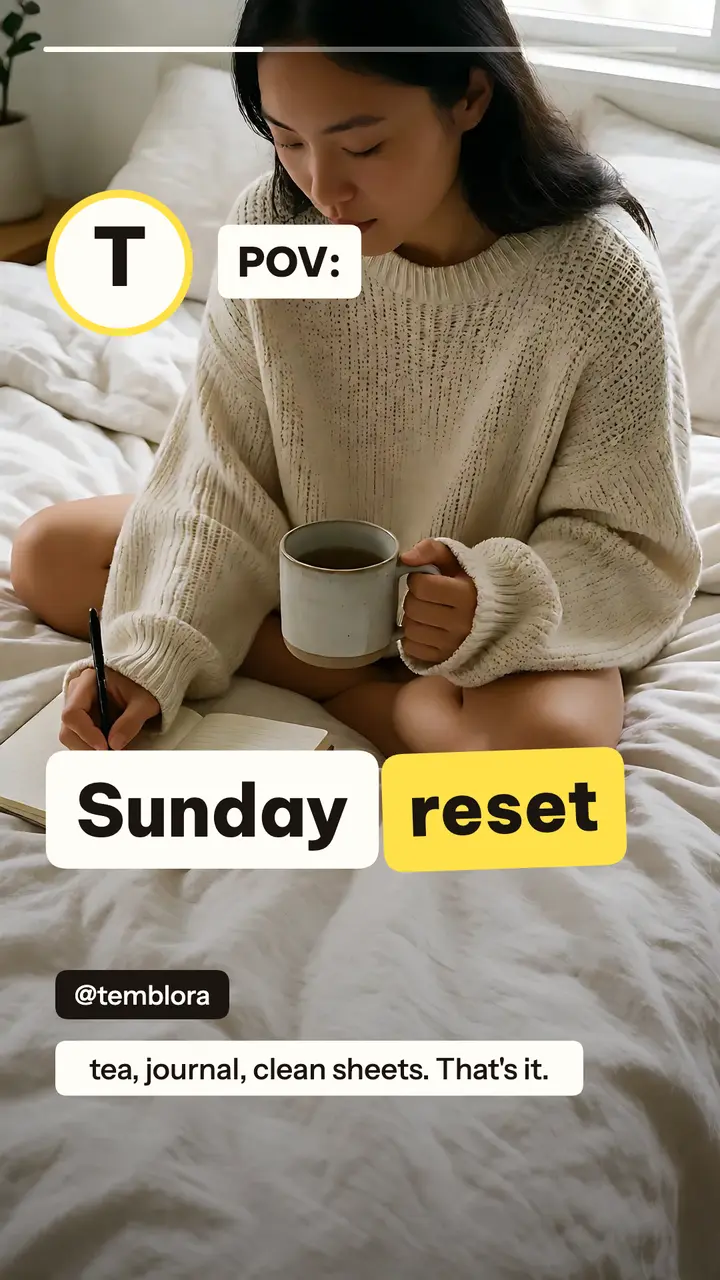Sunday reset POV caption story template